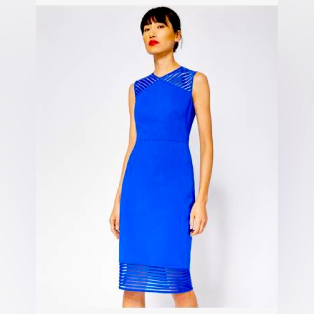 NWT Ted Baker London Mesh detail blue bodycon dress. Ted Size 2 (US 4/6)